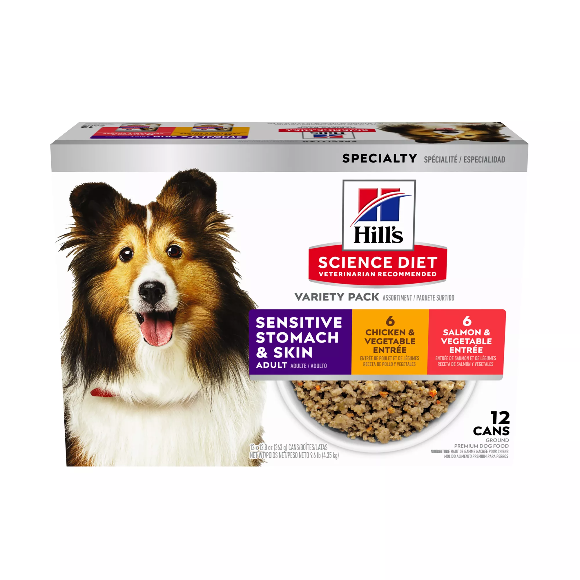 Hill's Science Diet Sensitive Stomach & Skin Adult Wet Dog Food - 12.5 oz, 12 Count Variety Pack