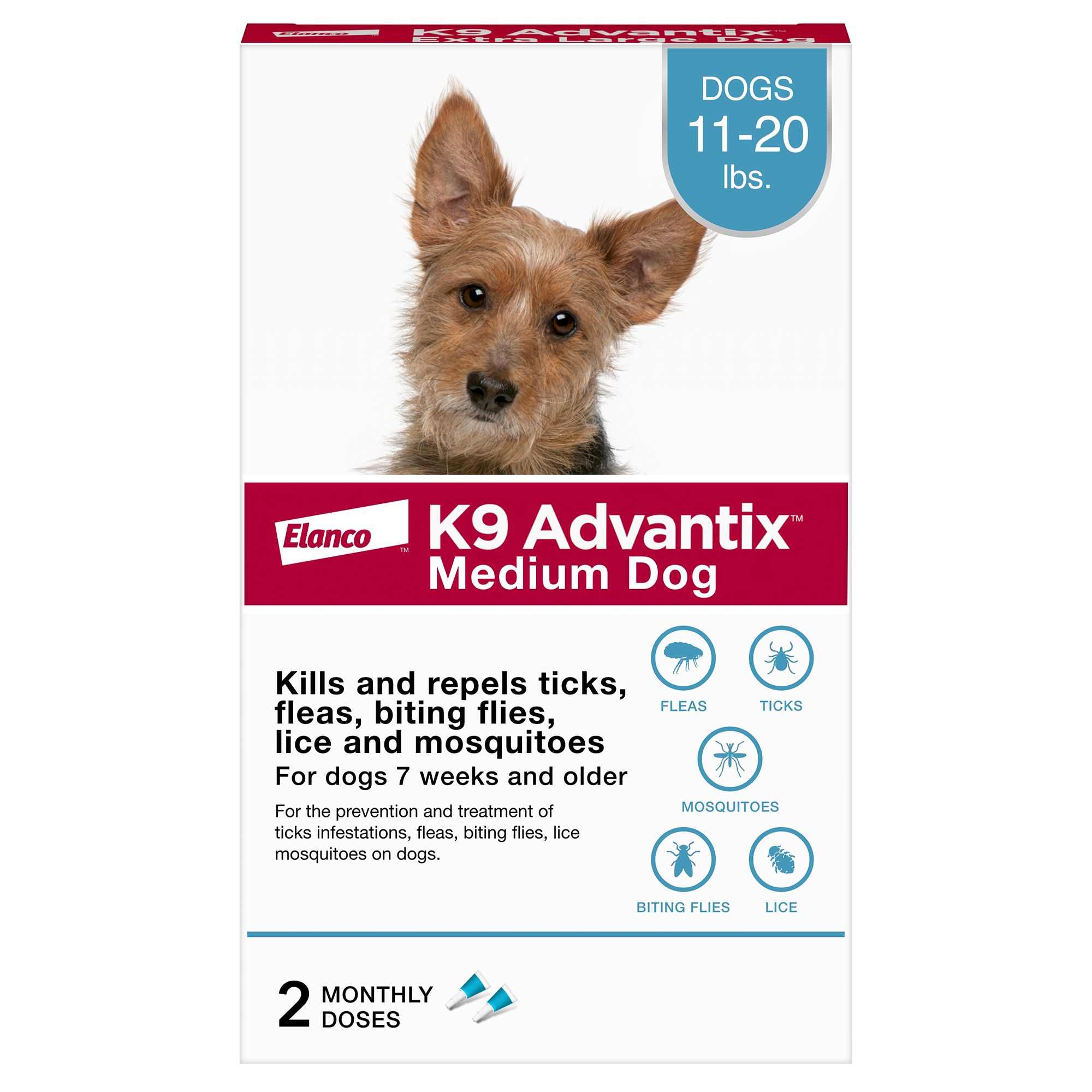 K9 Advantix Flea Tick Mosquito Prevention for Extra Large Dogs Over 55 lbs. 2 Monthly Treatments