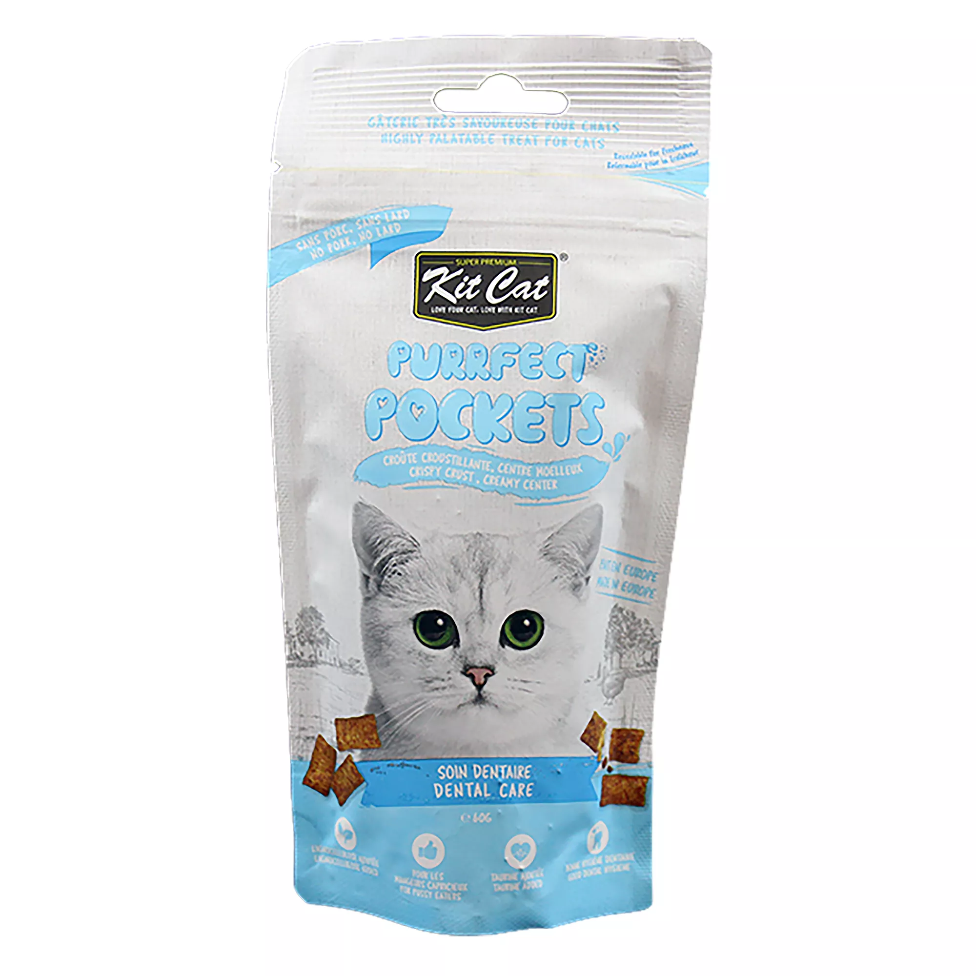 Kit Cat Purrfect Pockets Adult Cat Treat - Dental Care, Poultry