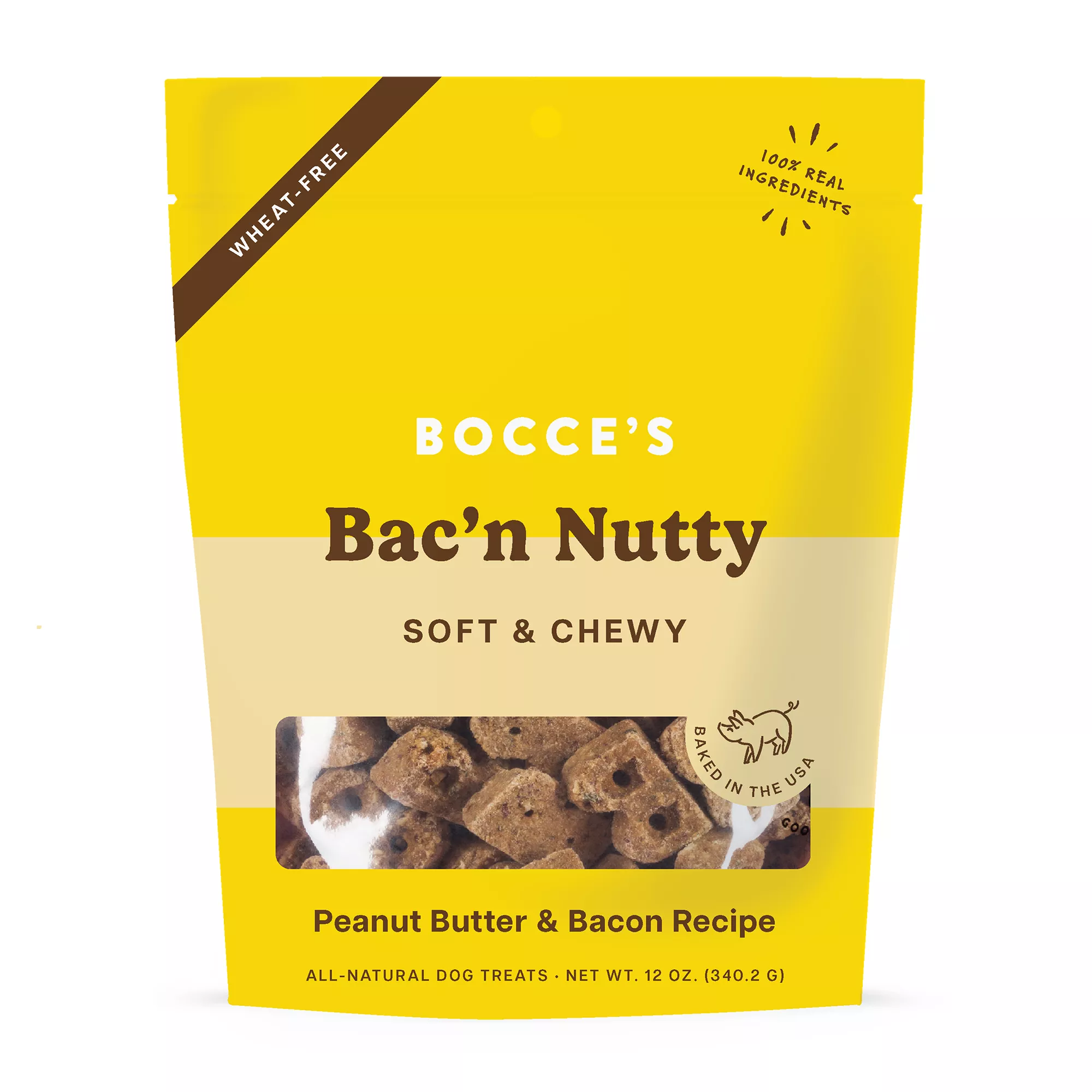 Bocce's Bakery Soft and Chewy Treat Peanut Butter and Bacon 12 OZ