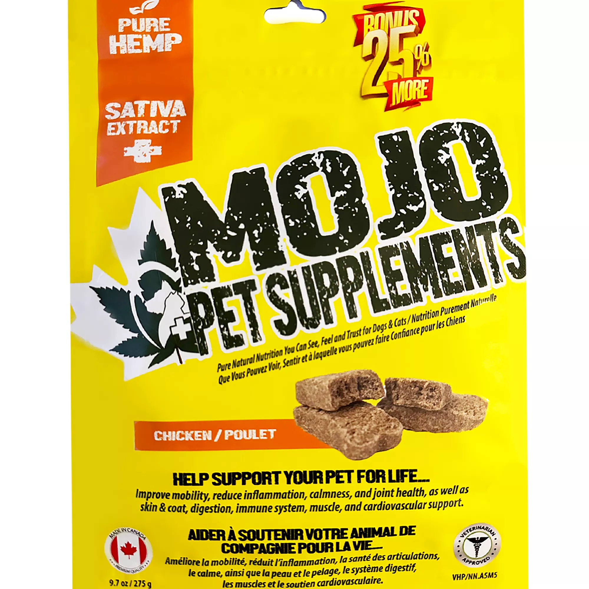 Mojo Pet Supplements Hemp Cannabis Sative Chews for Dogs & Cats - Chicken