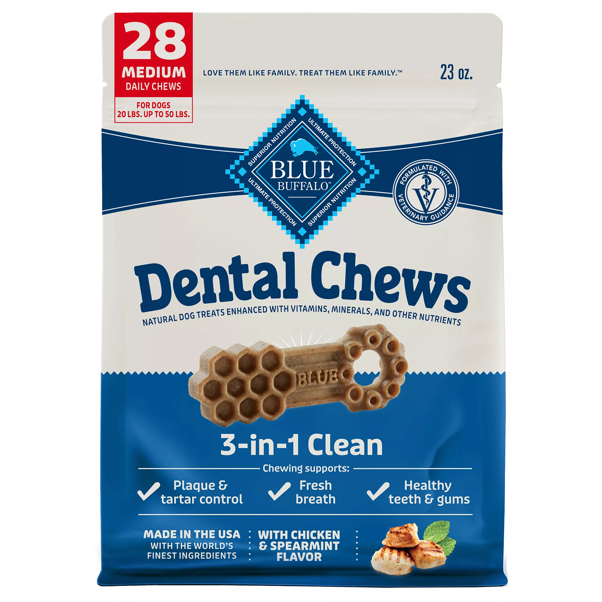 Blue Buffalo Medium Dental Chews - Chicken & Spearmint