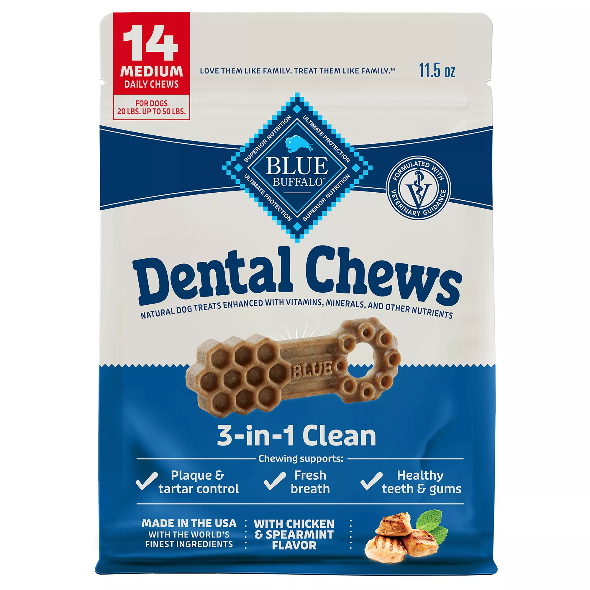 Blue Buffalo Medium Dental Chews - Chicken & Spearmint