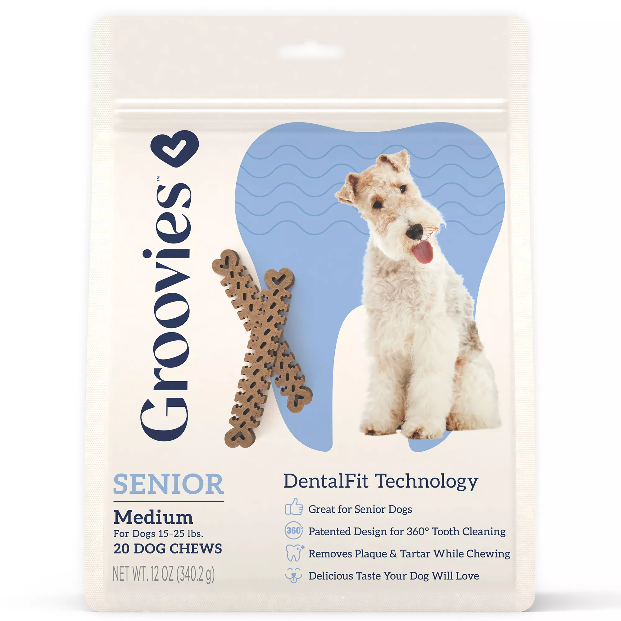 Groovies Next Generation Dental Chews Advanced Senior - Medium