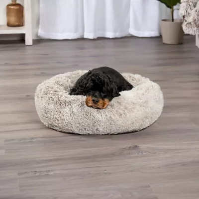 Product FurHaven Tan Calming Cuddler Donut Pet Bed Tan 23"