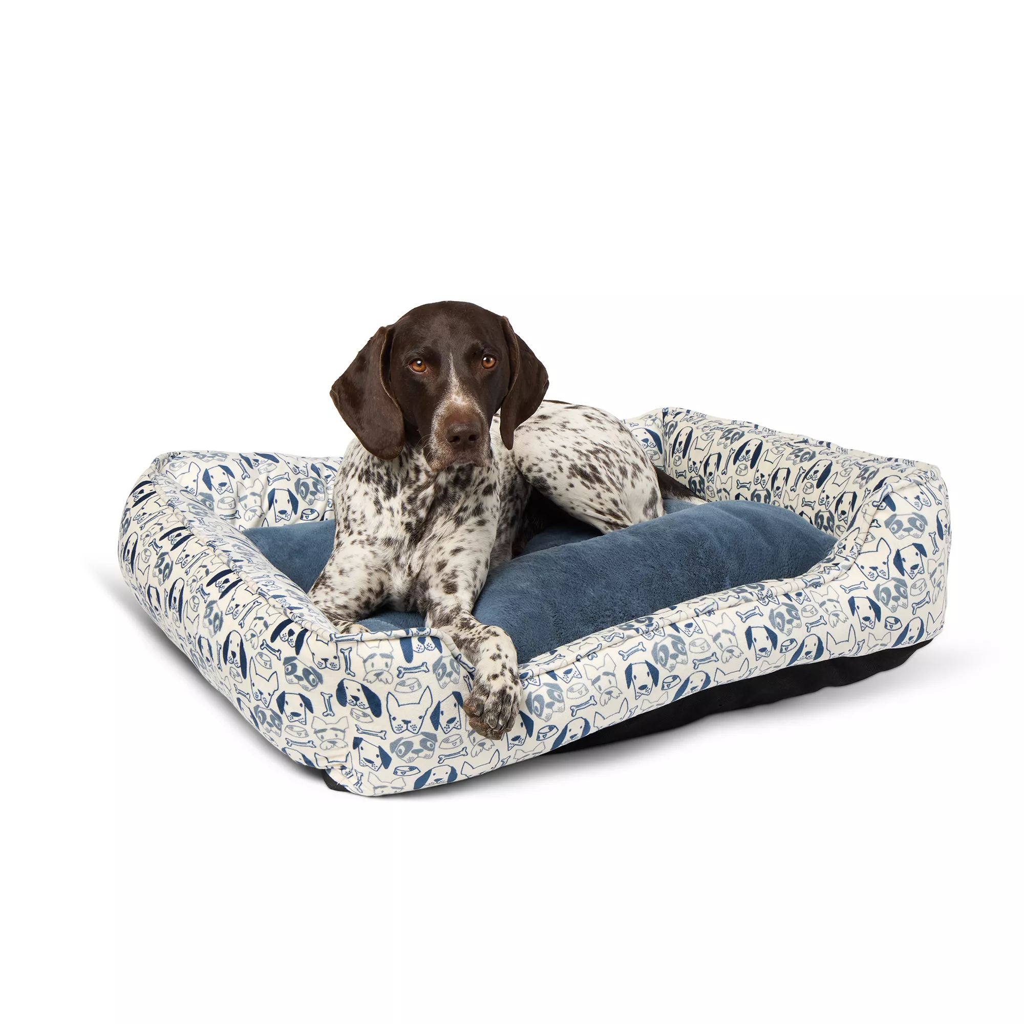 Top Paw Blue Dog Faces Cuddler Dog Bed