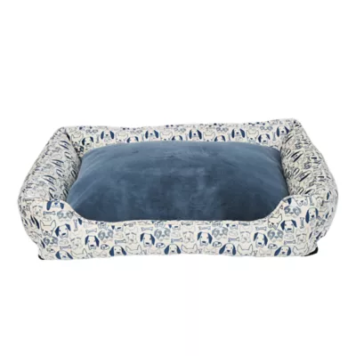 Product Top Paw Blue Dog Faces Cuddler Dog Bed