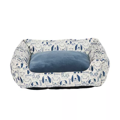 Product Top Paw Blue Dog Faces Cuddler Dog Bed