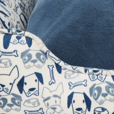 Product Top Paw Blue Dog Faces Cuddler Dog Bed
