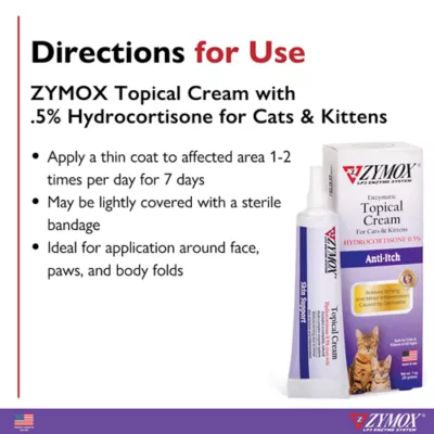ZYMOX Enzymatic Topical Cream with 0.5% Hydrocortisone for Cats & Kittens ZYMOX Enzymatic Topical Cream with 0.5% Hydrocortisone for Cats & Kittens