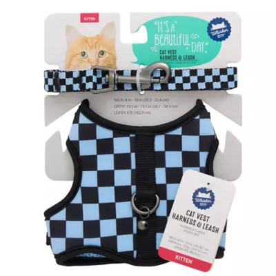 Whisker City® Cat Leash & Cat Harness, Combo, Kitten Size Avaibale, Blue Checkered - Image 9