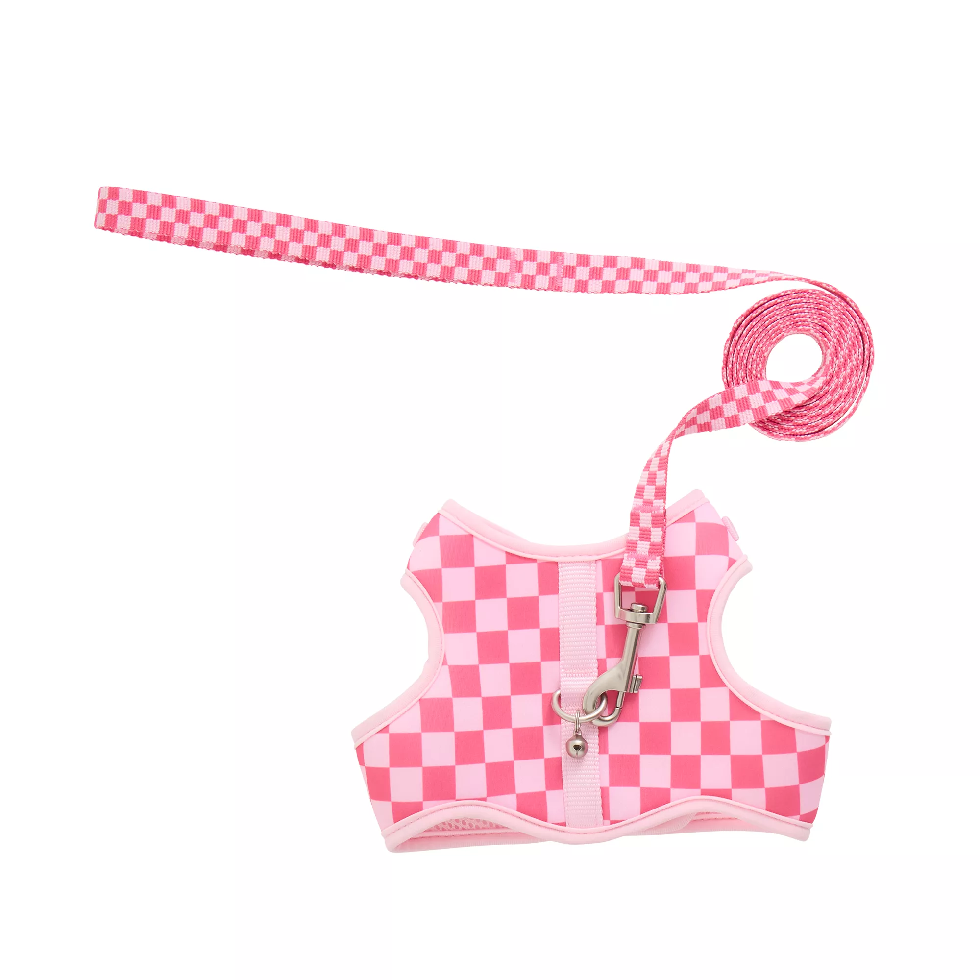 Whisker City Pink Checkered Cat Harness and Leash Combo Set