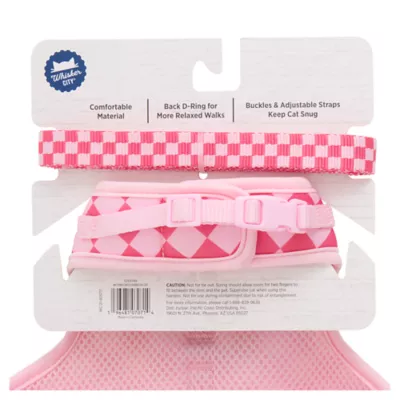 Product Whisker City Pink Checkered Cat Harness and Leash Combo Set