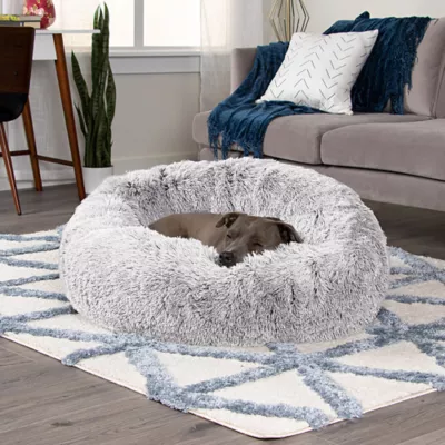 Product FurHaven Calming Cuddler Donut Pet Bed Gray 36"