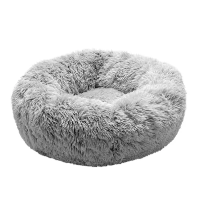 Product FurHaven Grey Calming Cuddler Donut Pet Bed