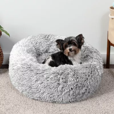 Product FurHaven Grey Calming Cuddler Donut Pet Bed