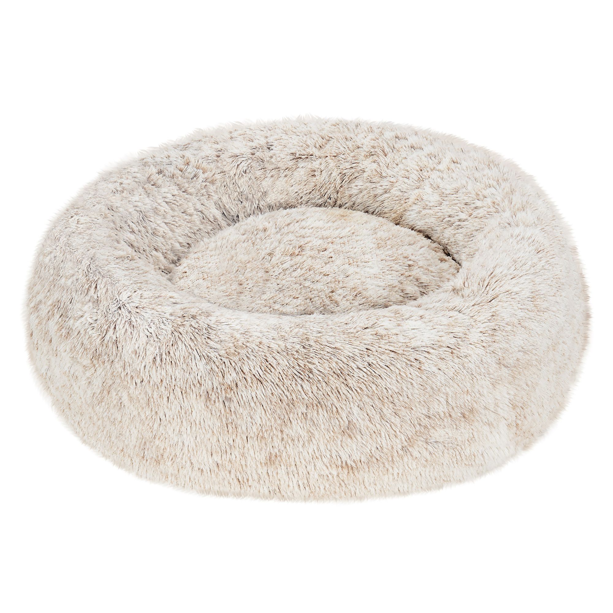 Furhaven Calming Cuddler Donut Tan Pet Bed PetSmart