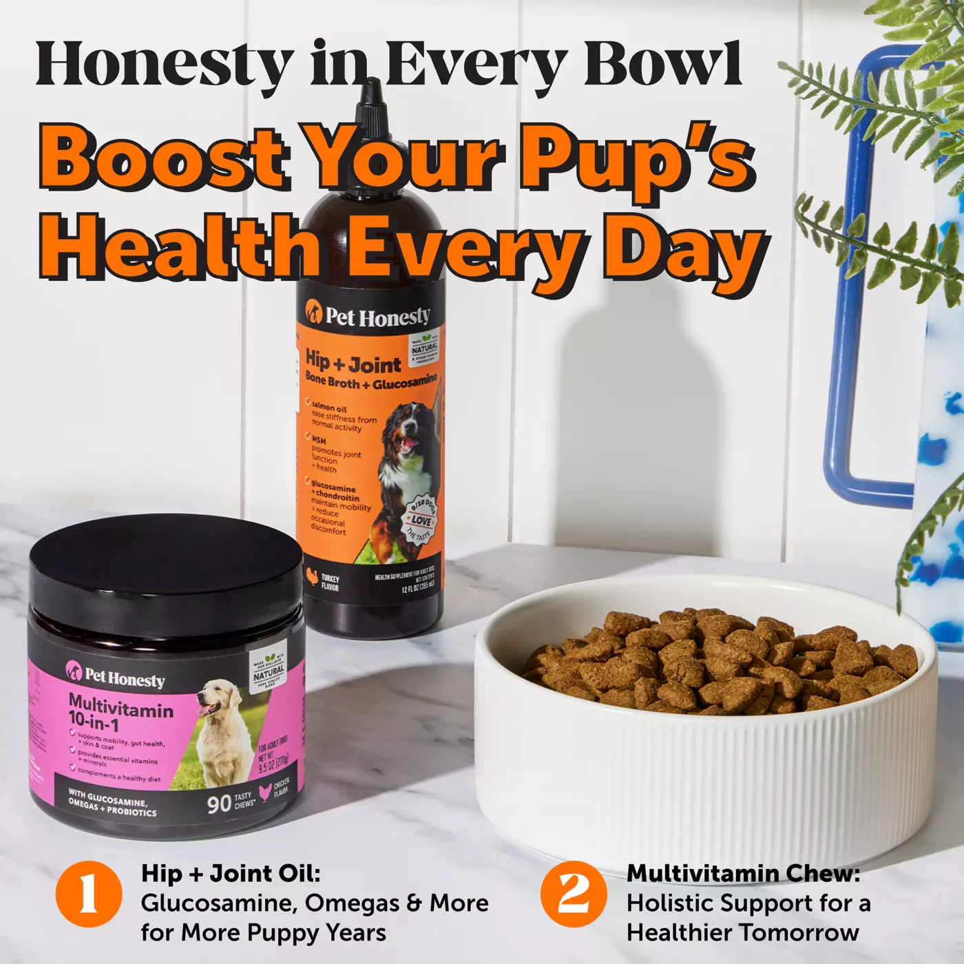 Pet Honesty s Hip Joint Bone Broth Glucosamine Oil For Dog 12 Fl Oz