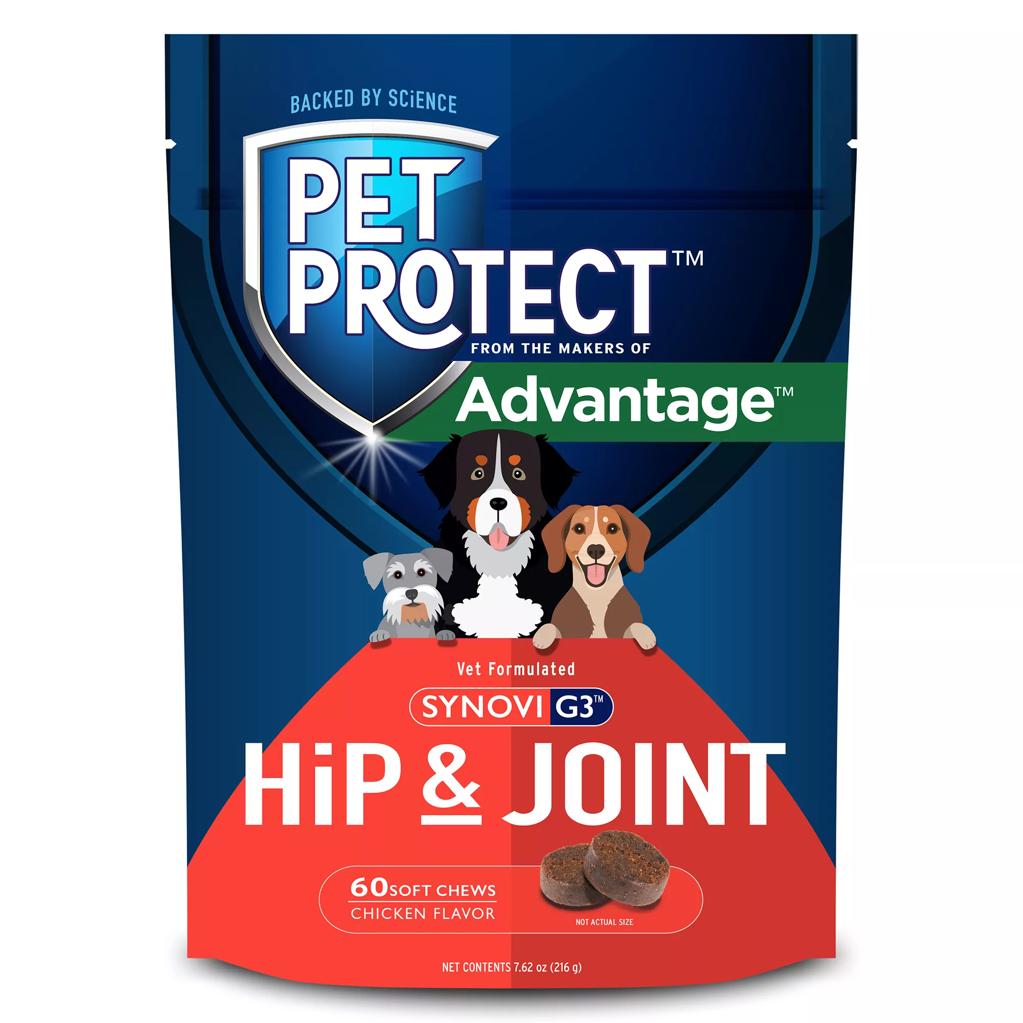 Pet Protect Hip and Joint + Glucosamine Supplement for Dogs 60 Count