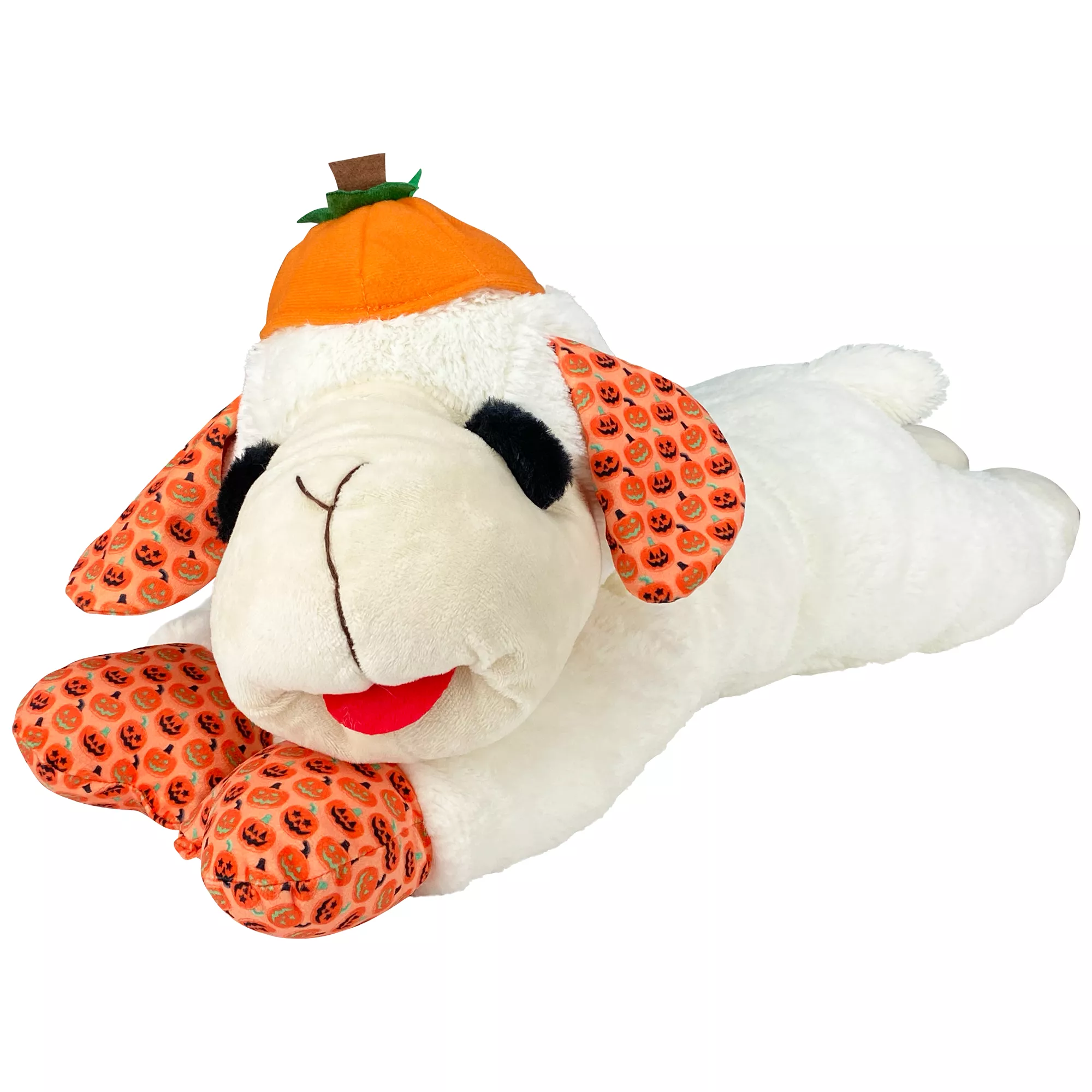 Halloween Jumbo Lamb Chop Dog Toy Pumpkin Hat