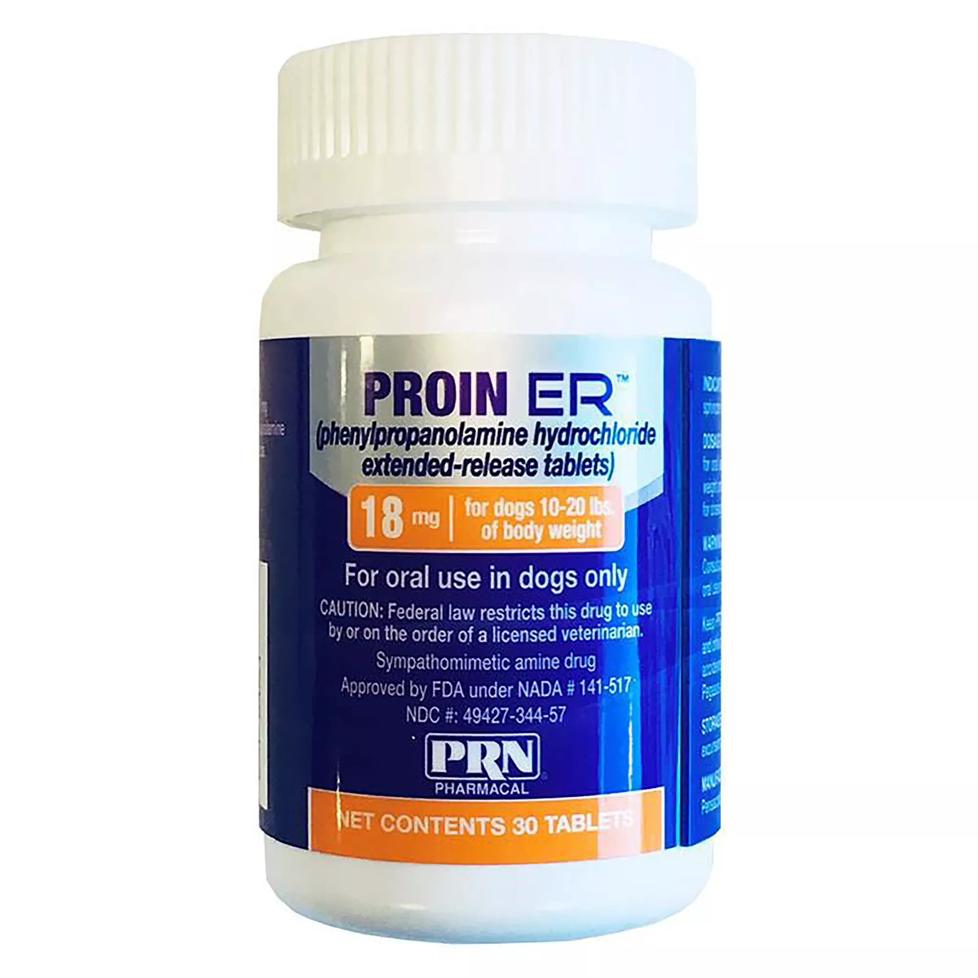 Proin ER Extended-Release Tablets for Dogs - 18 mg, Orange Bottle