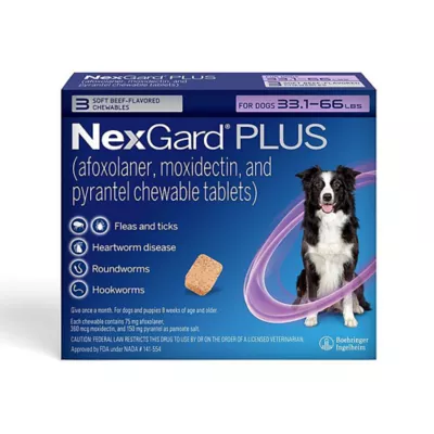 Product NexGard Plus Chewable Tablets for Dogs - 33.1-66 lbs, Purple Box