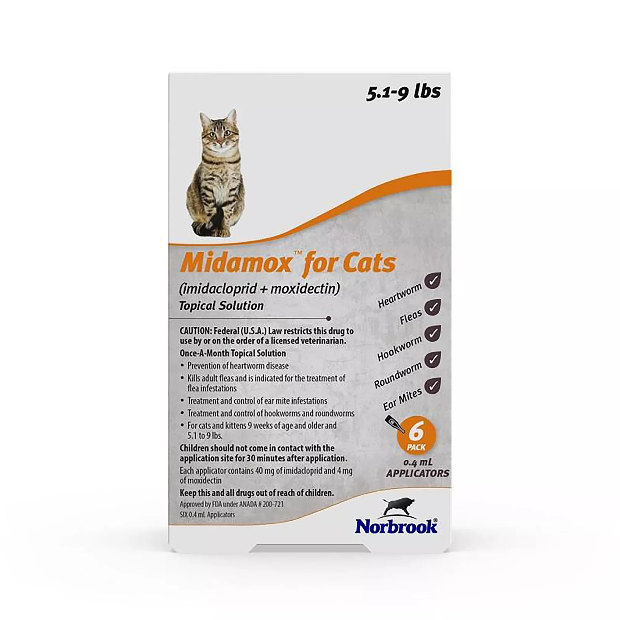 Midamox Topical Solution for Cats - 5.1-9 lbs, Orange Box