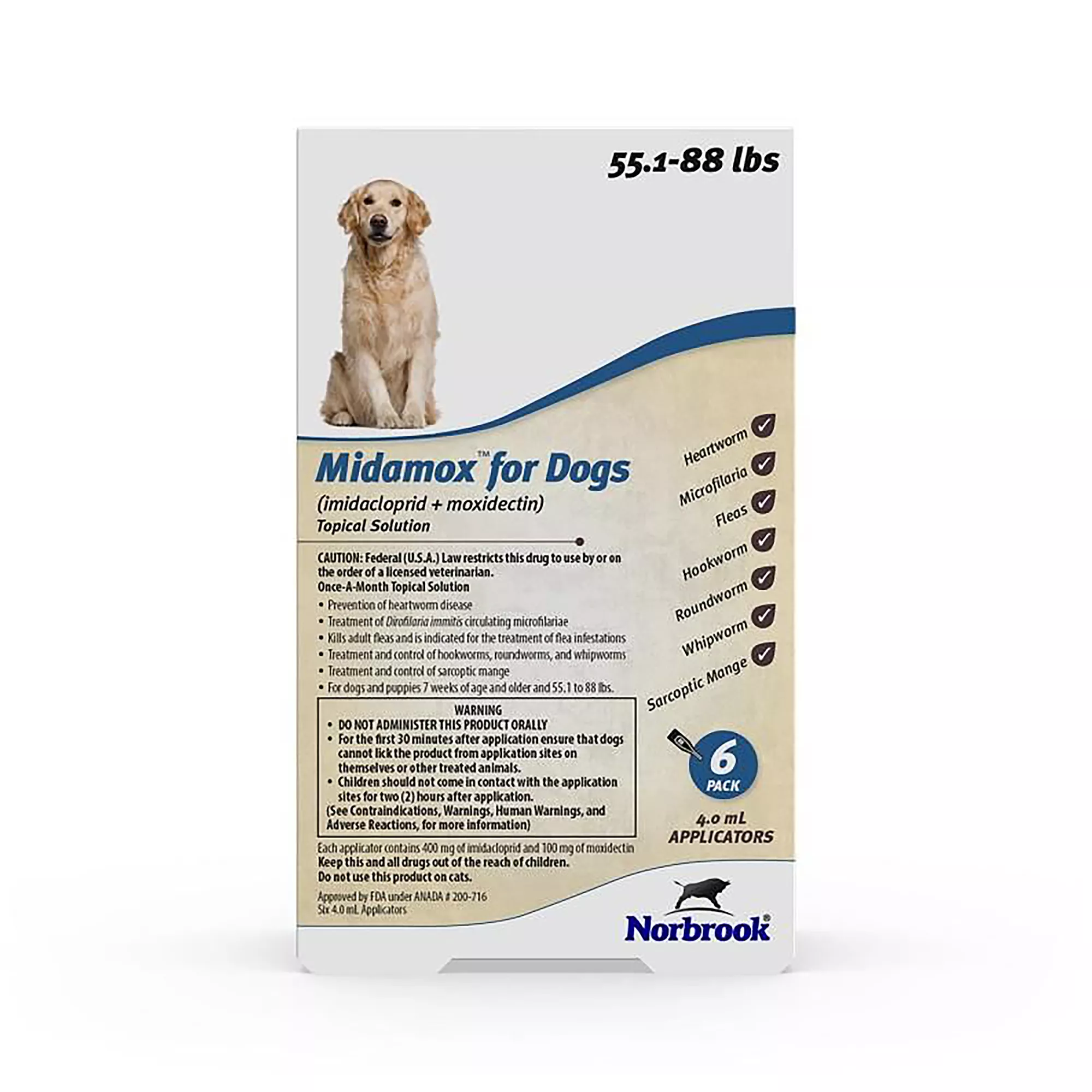 Midamox Topical Solution for Dogs - 55.1-88 lbs, Blue Box