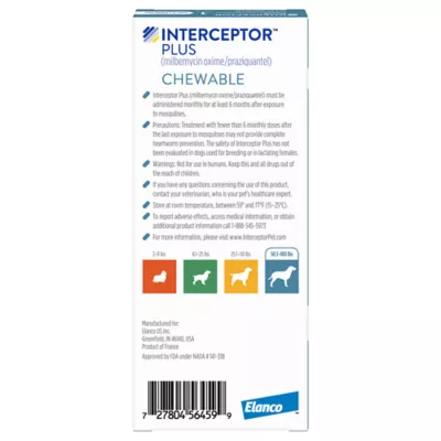 Product Interceptor Plus Chewable Tablets for Dogs - 50.1 - 100 lbs, Blue Box