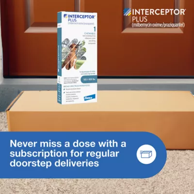 Product Interceptor Plus Chewable Tablets for Dogs - 50.1 - 100 lbs, Blue Box