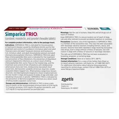 Simparica Trio Chewable Tablets for Dogs, 88.1-132 lbs (Brown), 1 or 6 Month Supply - Image 2