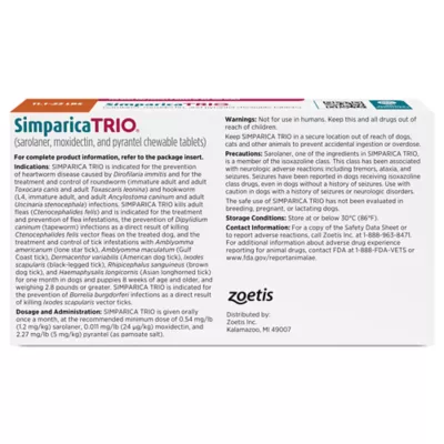 Simparica Trio Chewable Tablets for Dogs, 11.1-22 lbs (Caramel), 1 or 6 Month Supply - Image 2