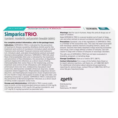 Simparica Trio Chewable Tablets for Dogs, 22.1-44 lbs (Blue), 1 or 6 Month Supply - Image 2