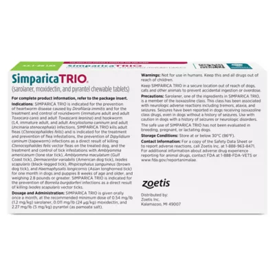 Simparica Trio Chewable Tablets for Dogs, 44.1-88 lbs (Green), 1 or 6 Month Supply - Image 2