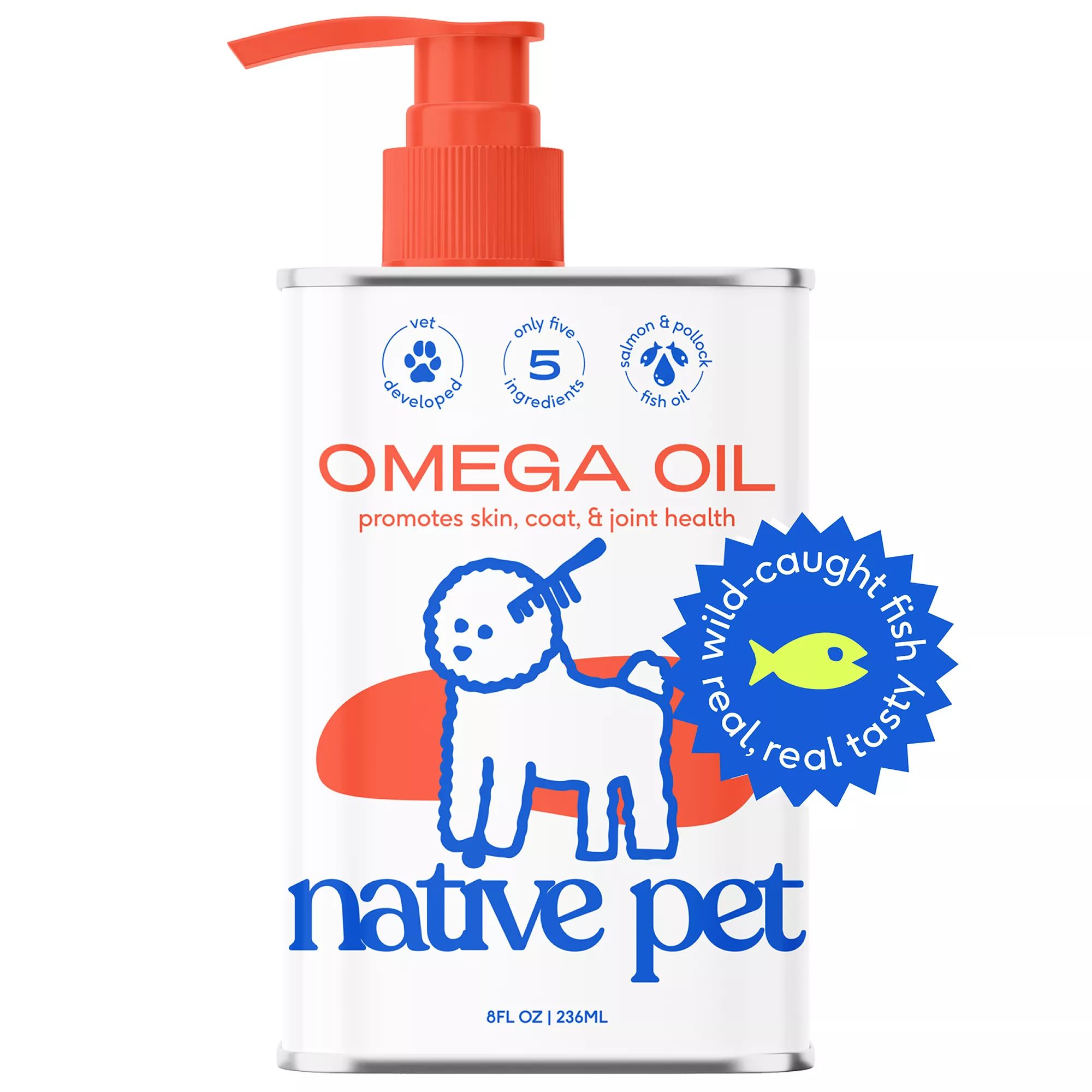 Native Pet Omega-3 Fish Oil & Alaskan Salmon Oil Skin & Coat Health Supplement for Dogs