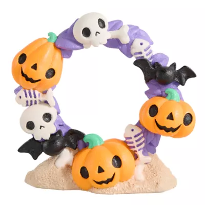 Product Thrills & Chills Pumpkin & Skull Wreath Aquarium Ornament