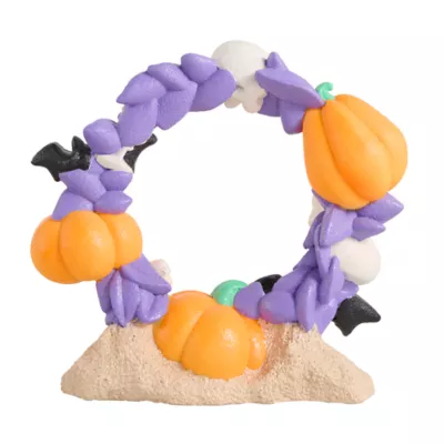 Product Thrills & Chills Pumpkin & Skull Wreath Aquarium Ornament