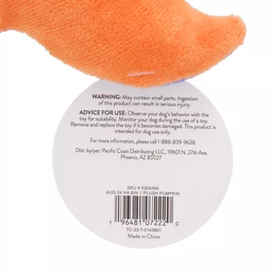 Product Thrills & Chills Plush Pumpkin Dog Toy