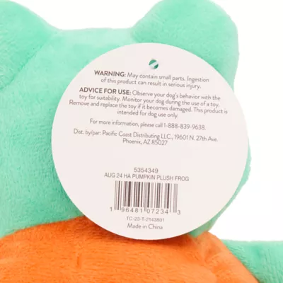 Product Thrills & Chills Pumpkin Plush Frog Dog Toy