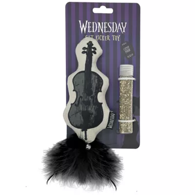 Product Wednesday Addams with our Wednesday Cello Refillable Catnip Kicker