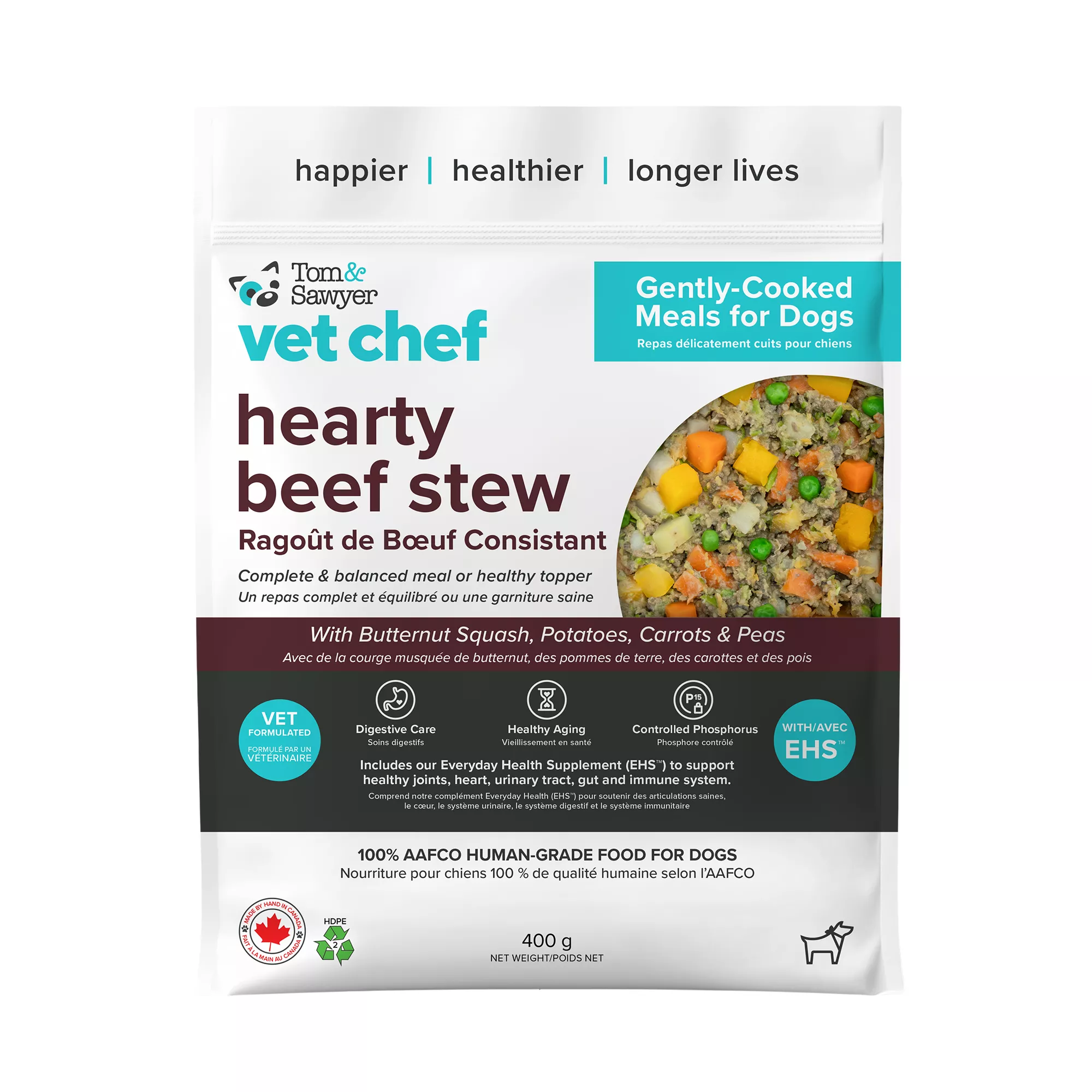 Tom & Sawyer Vet Chef Gently Cooked Frozen Dog Food - Beef