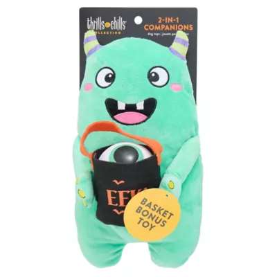 Product Thrills & Chills Plush Monster with Basket Dog Toy