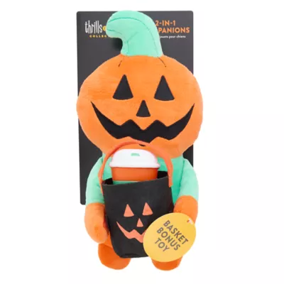 Product Thrills & Chills Plush Pumpkin with Basket Dog Toy