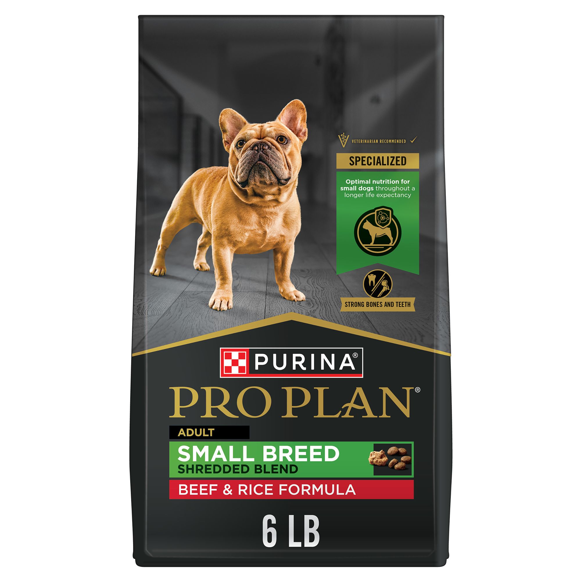 Purina Pro Plan Specialized Small Breed Shredded Blend Adult Dog Dry Food Beef Rice 6 lb