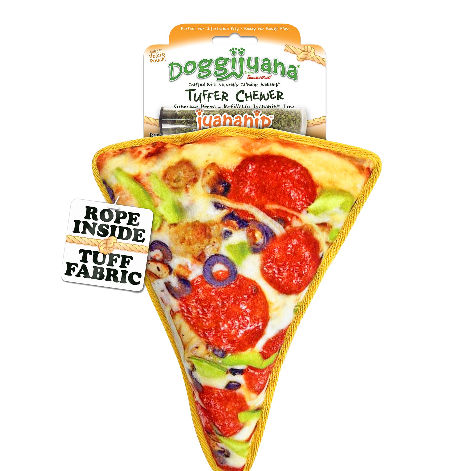 Doggijuana® Tuffer Chewer Refillable Pizza Dog Toy