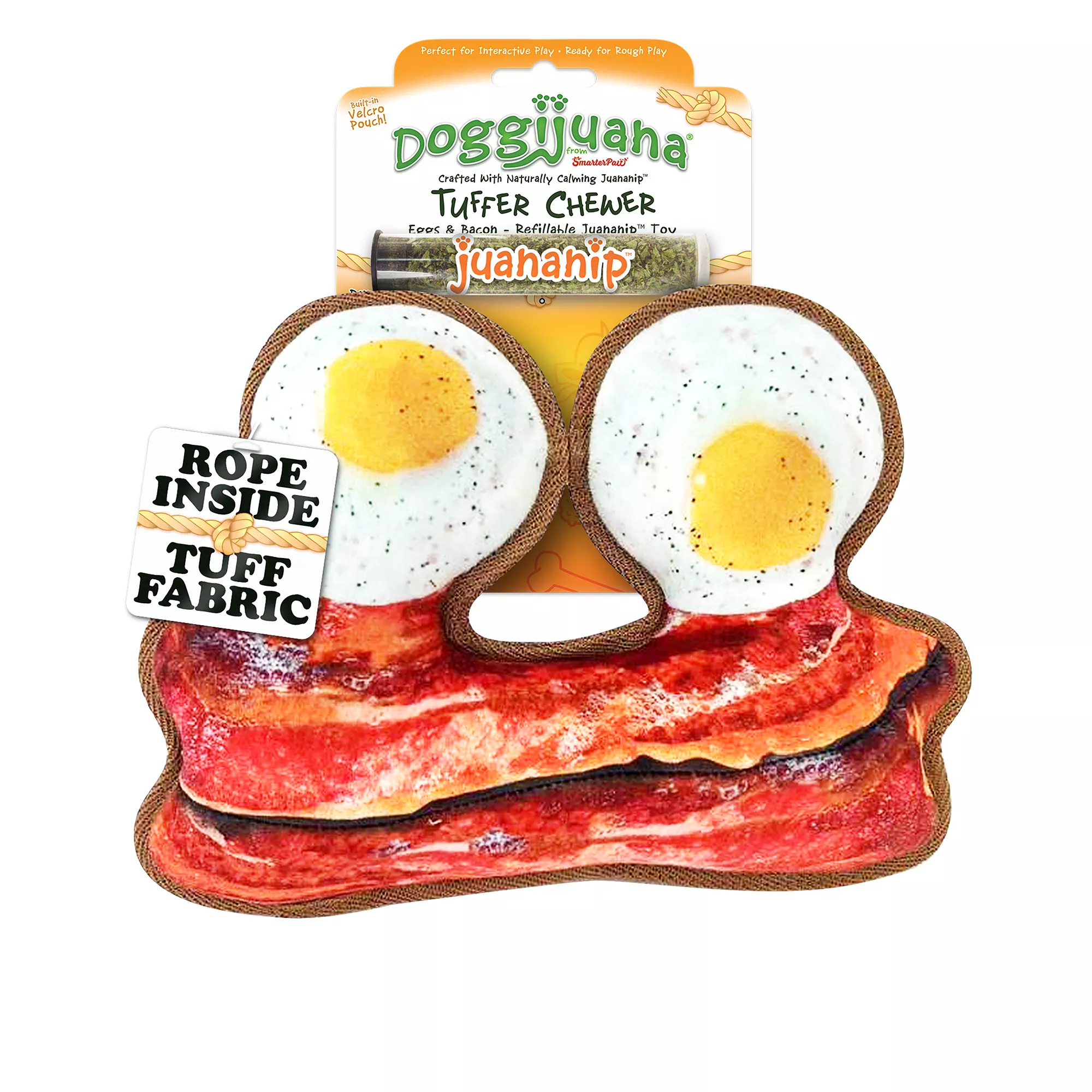 Doggijuana® Tuffer Chewer Refillable Eggs and Bacon Dog Toy