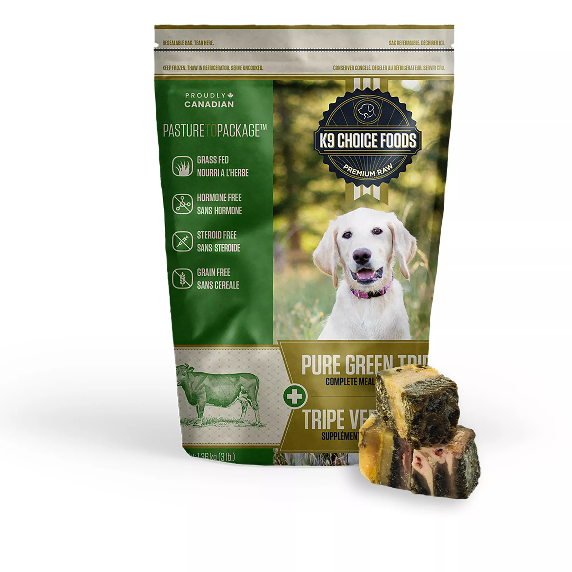 K9 Choice Foods Raw Pure Green Tripe Dog Food - Beef Tripe