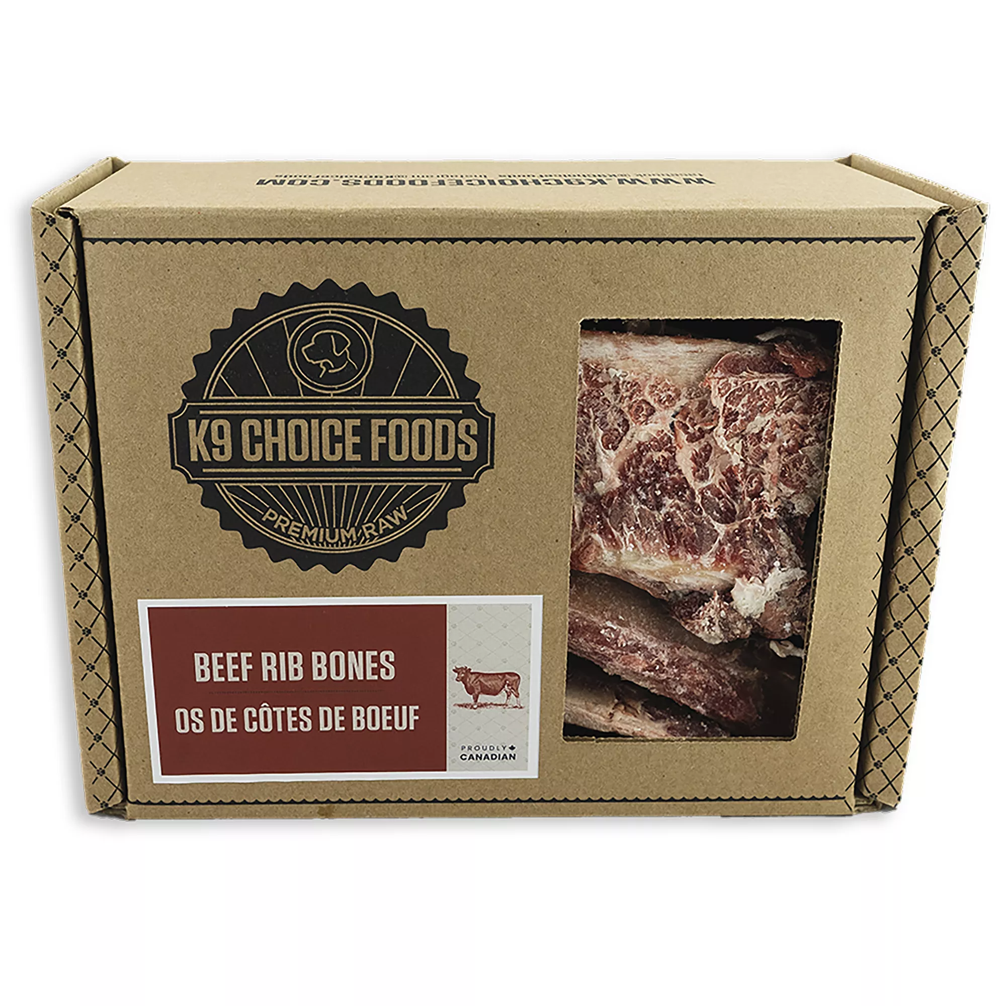 K9 Choice Foods Raw Dog Food - Beef Rib Bones