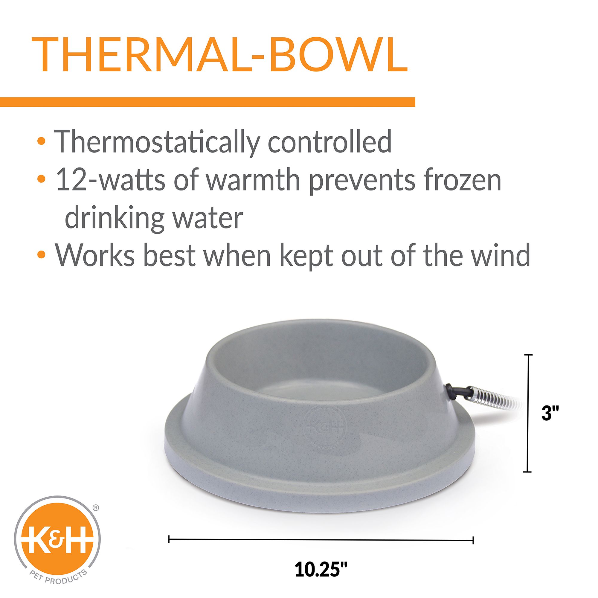 K H Pet Products Thermal Bowl Outdoor Heated Cat Dog Water Bowl