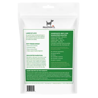 Product McLovin's Pet Premium Dog Treats - Freeze-Dried Raw, Beef Liver